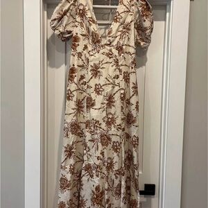 Abercrombie & Fitch Cream and Brown Floral Maxi Dress